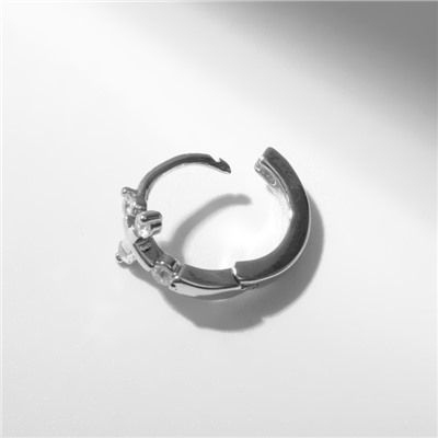 Пирсинг в ухо (хеликс) "Крестик", d=8 мм, цвет белый в серебре