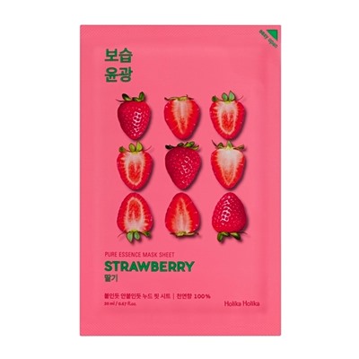 Маска для лица тканевая освежающая Клубника Pure Essence Mask Sheet Strawberry Holika Holika.