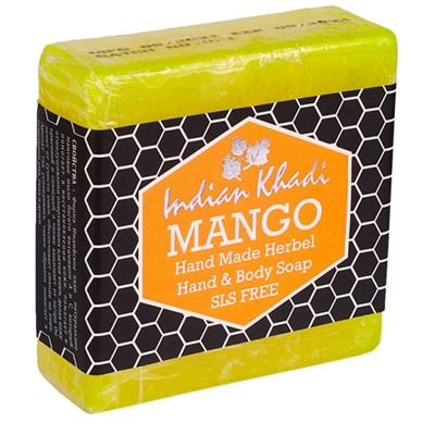 Мыло Манго ручной работы без SLS Кхади Mango Hand Made Herbel Soap SLS Free Indian Khadi 100 гр.