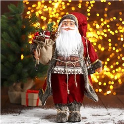 Дед Мороз "В красной шубке с фонариком" 24х45 см