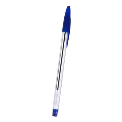 Набор ручек шариковых 4 штуки, стержень синий 0,7 мм, корпус прозрачный с синим колпачком