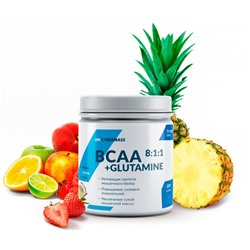 Комплекс аминокислот BCAA 8:1:1 + Глютамин со вкусом лайма и клубники Cybermass 220 гр.