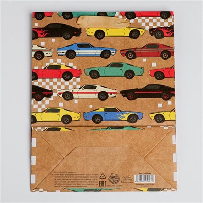 Пакет крафтовый вертикальный «Авто», MS 18 × 23 × 8 см