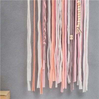 Панно настенное текстиль "Сердечки" розовые нити 70х45 см