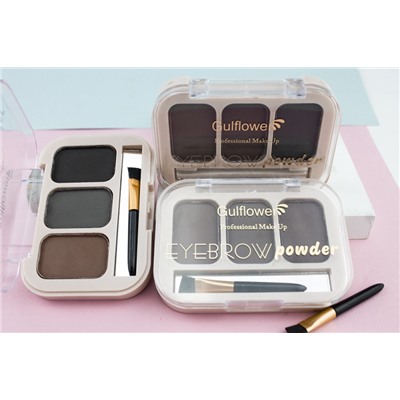 Тени для глаз и бровей Gulflower Eyebrow Powder, 3 цвета, Тон 01