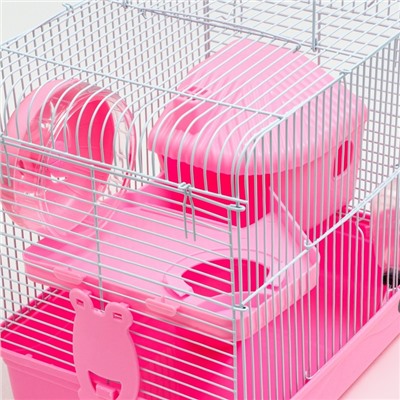 Клетка для грызунов "Пижон", двухэтажная с наполнением 31 х 24 х 29 см, розовая