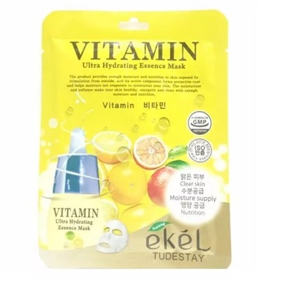 Маски для лица Тканевая C Витамином С Ekel VITAMIN