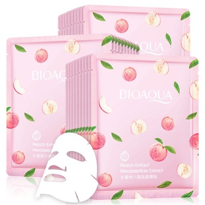 Тканевая маска для лица с пептидом и экстрактом персика Bioaqua Peach extract Facial Mask