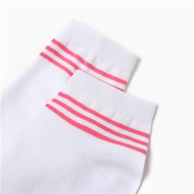 Носки женские Полоски, цвет белый/розовый, р-р 23