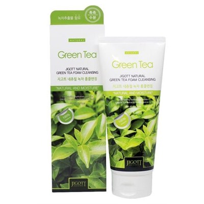 Пенка очищающая с экстрактом зелёного чая Natural green tea foam cleansing Jiggot 180 мл.