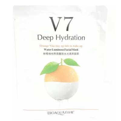 Маски для лица Тканевая BIOAOUA  V 7 Deep Hydration Orange Vita Stay up late wake up