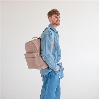 Рюкзак городской TEXTURA из экокожи на молнии, наружный карман, цвет бежевый