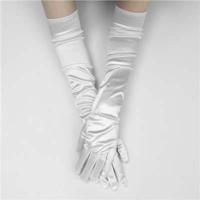 Карнавальные перчатки, цвет белый, длинные