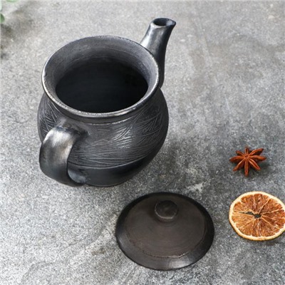 Чайник заварочный "Чёрная керамика дымленая", 0,5 л