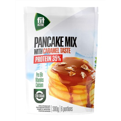 Смесь для оладьев Puncake mix со вкусом Карамели 35 % протеина Fit Active 300 гр.