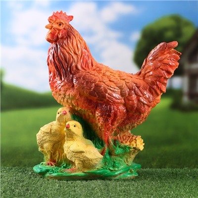 Садовая фигура "Курица с цыплятами" 33х28х14см