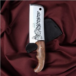 Нож кавказский, разделочный "Сайгак" с чехлом, сталь - 40х13, рукоять - орех, 14 см