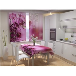 Фотошторы для кухни Розовые лепестки орхидеи