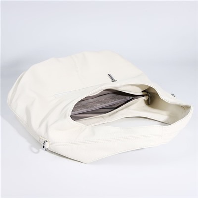 Сумка-мешок на молнии, 3 наружных кармана, цвет белый