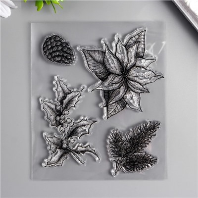 Штамп для творчества силикон "Зимние растения" 12х10,5 см