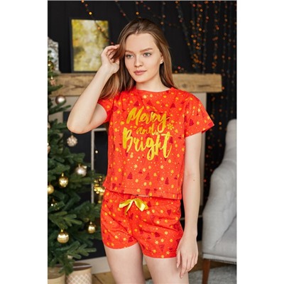 Футболка женская KAFTAN "Merry and bright", красный, р. 40-42