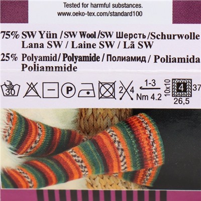 Пряжа "Superwash comfort socks" 75% шерсть, 25% полиамид 420м/100гр (2698)