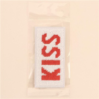 Термоаппликация «Kiss», с пайетками, 7 × 3,3 см, цвет белый/красный