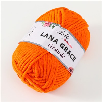 Пряжа "Lana Grace Grande" 25% шерсть мериноса, 75% акрил 65м/100гр (2410, апельсин)