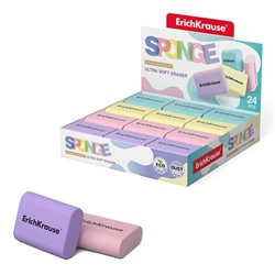 Ластик ErichKrause Sponge 37 х 33 х 15 мм, микс, цена 1 шт