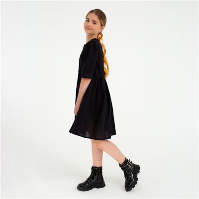 Платье для девочки MINAKU: Cotton collection, цвет чёрный, рост 134 см