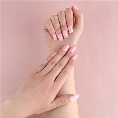 Накладные ногти «Нюд», 24 шт, клеевые пластины, форма квадрат, цвет глянцевый нежно-розовый
