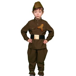 Карнавальный костюм «Солдатик», гимнастёрка, ремень, галифе, пилотка, р. S, рост 116-122 см