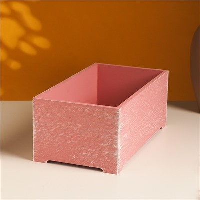 Кашпо деревянное "Прованс" 23х12,5х9 см розовый коралл