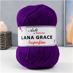 Пряжа "Lana Grace Superfine" 25% шерсть мериноса, 75% акрил 610м/100гр (0266, фиолетовый)