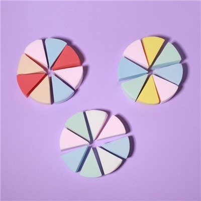 Спонжи для макияжа, набор - 8 шт, 3,5 × 3 см, разноцветные