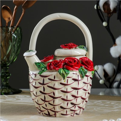 Чайник заварочный "Роза", разноцветный, керамика, 0.6 л
