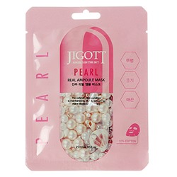 Маска для лица тканевая экстрактом жемчуга Pearl real ampoule mask Jiggot