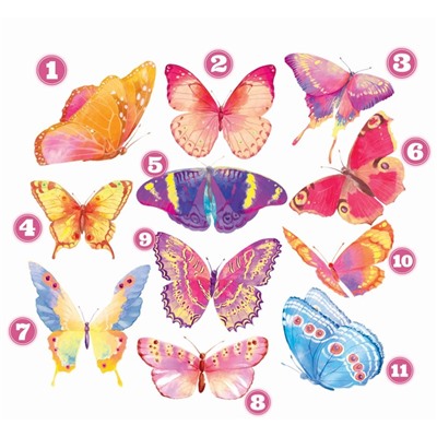 Набор термотрансферов «Акварельские бабочки», 19,5 × 21 см, 11 дизайнов