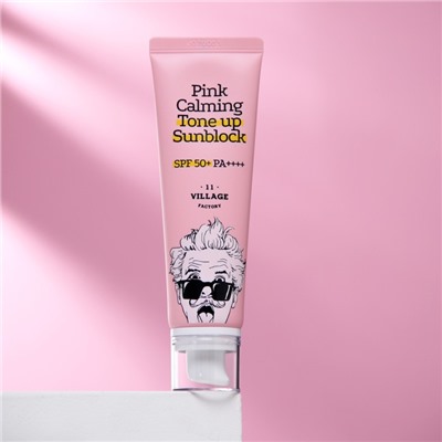 Солнцезащитный крем VILLAGE 11 FACTORY "Pink Calming Sun Block", успокаивающий, SPF 50, 50 мл