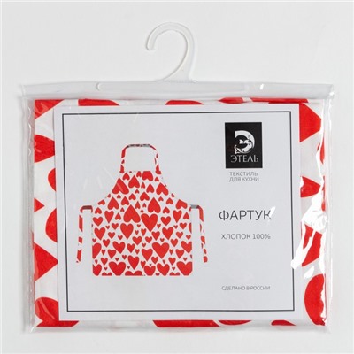 Фартук "Этель" Red hearts 60х65см, 100% хлопок, саржа 190 г/м2