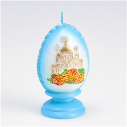 Свеча фигурная малая "Пасхальное яйцо с храмом", 5,5х9 см, 95 гр МИКС
