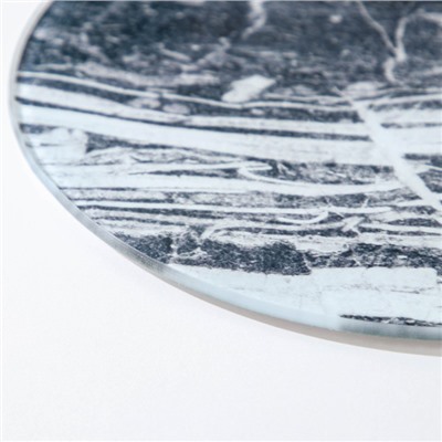 Доска разделочная стеклянная Доляна «Малахит», d=20 см, цвет серый