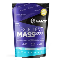 Гейнер со вкусом лесного ореха и шоколада Excellent Mass 5000  hazelnut & chocolate GEON 920 гр.