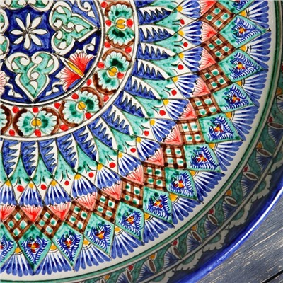 Ляган круглый Риштанская Керамика, 46см, орнамент