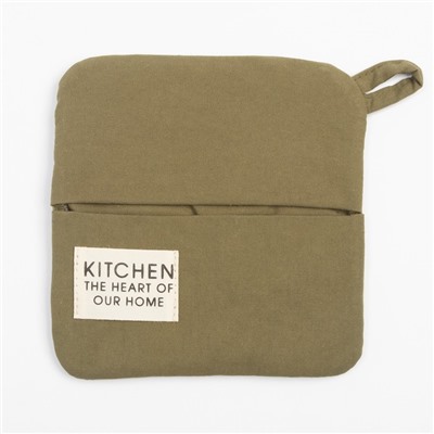 Кухонный набор Этель Kitchen, цвет зелёный, варежка-прихватка 18х29 см, прихватка 19х19 см