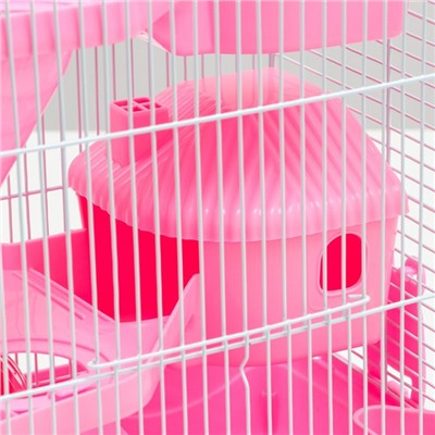 Клетка для грызунов "Пижон", трёхэтажная с наполнением 31 х 24 х 40 см, розовая