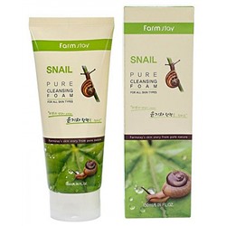 Пенка очищающая с экстрактом улитки Snail pure cleansing foam FarmStay 180 мл.