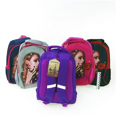 Рюкзак школьный арт.D8017 Beauty (девоч) 3 отделения, 2 боковых кармана. цвета в ассортименте 39*30*24см
