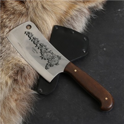 Нож кавказский, разделочный "Сайгак" с чехлом, сталь - 40х13, рукоять - орех, 14 см