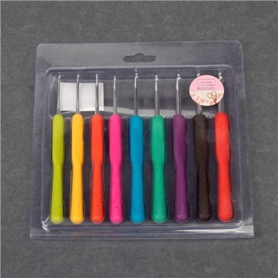 Набор крючков для вязания, d = 2-6 мм, 14 см, 9 шт, цвет разноцветный